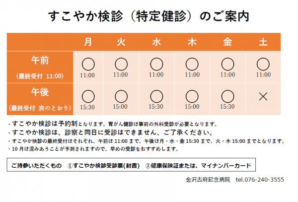 すこやか検診(特定健診)のご案内